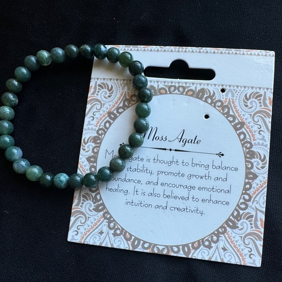 New Healing Stone Green Moss Agate Bead Stretch Bracelet Stability Growth Love - Picture 5 of 8